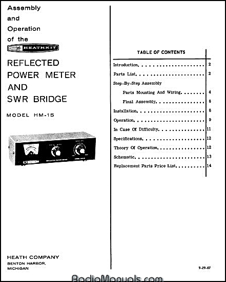 Heathkit HM-15 Assembly and Instruction Manual - Click Image to Close